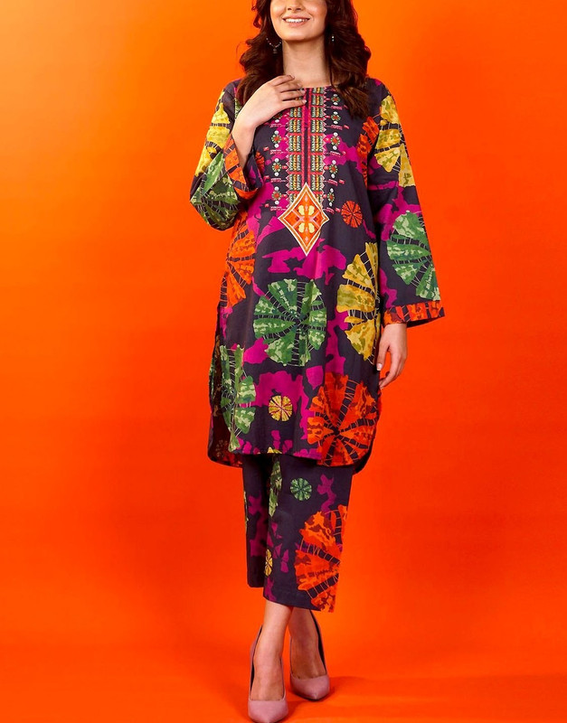 All-Over Print Swiss Lawn Suit 3-Pc with Printed Silk Dupatta (Summer 2025).