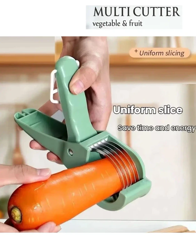 Fruit & Veg Cutter Slicer with 6 built-in stainless steel blades and hand guard